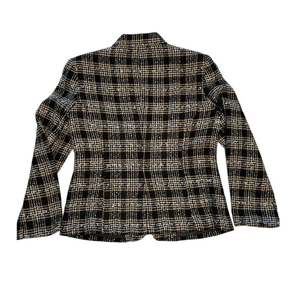 Sag Harbor, Tweed Zip Jacket w collar, 10, Black Tan White - Picture 6 of 11
